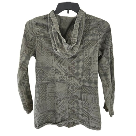 Mossimo Hooded Utility Jacket Women's Small Aztec Print Pockets Zip & Snap - Picture 2 of 7
